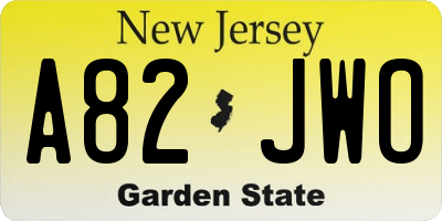 NJ license plate A82JWO