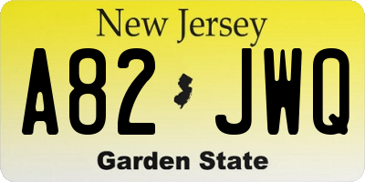 NJ license plate A82JWQ