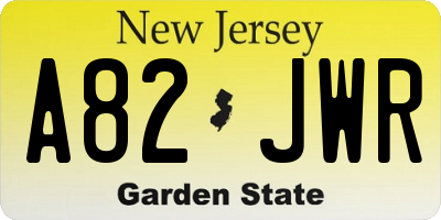 NJ license plate A82JWR