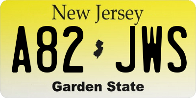 NJ license plate A82JWS