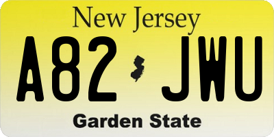 NJ license plate A82JWU