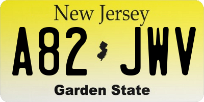 NJ license plate A82JWV
