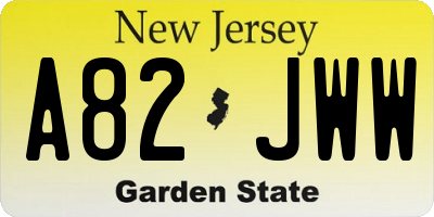 NJ license plate A82JWW
