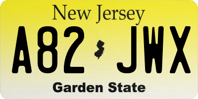 NJ license plate A82JWX