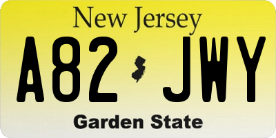 NJ license plate A82JWY