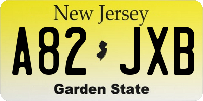 NJ license plate A82JXB