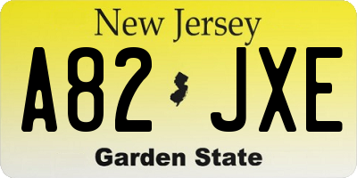 NJ license plate A82JXE