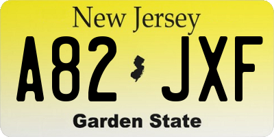 NJ license plate A82JXF
