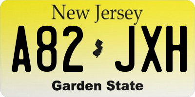 NJ license plate A82JXH