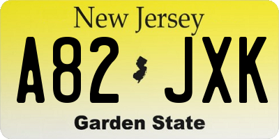 NJ license plate A82JXK
