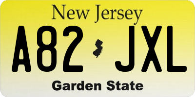 NJ license plate A82JXL