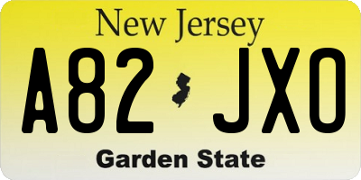 NJ license plate A82JXO