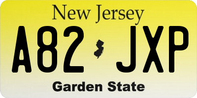 NJ license plate A82JXP