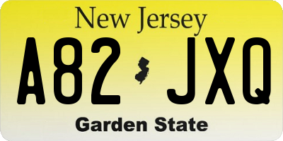 NJ license plate A82JXQ