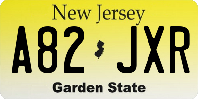 NJ license plate A82JXR
