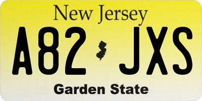 NJ license plate A82JXS