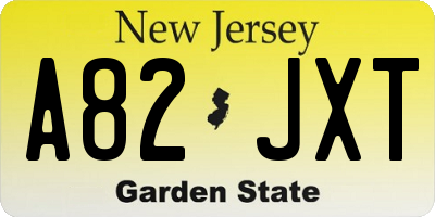 NJ license plate A82JXT