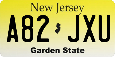NJ license plate A82JXU