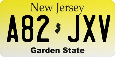 NJ license plate A82JXV