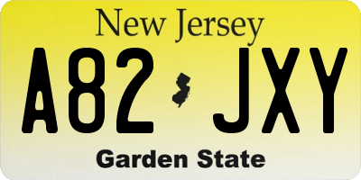 NJ license plate A82JXY