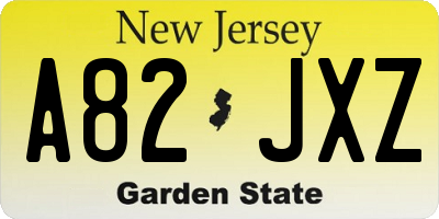 NJ license plate A82JXZ