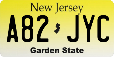 NJ license plate A82JYC
