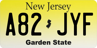NJ license plate A82JYF
