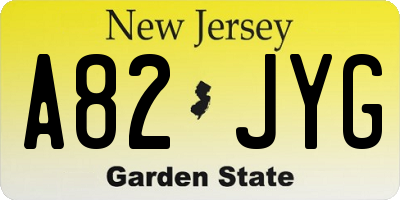 NJ license plate A82JYG