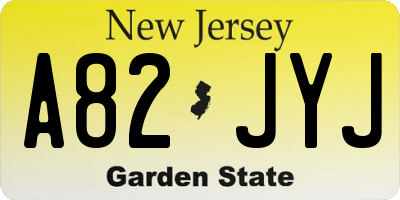 NJ license plate A82JYJ