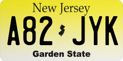 NJ license plate A82JYK