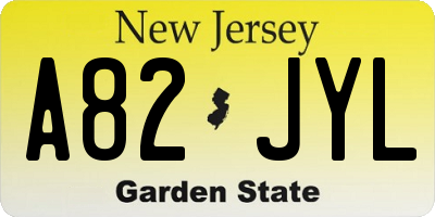 NJ license plate A82JYL