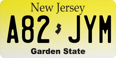 NJ license plate A82JYM
