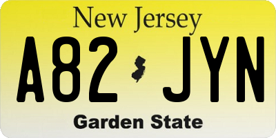 NJ license plate A82JYN