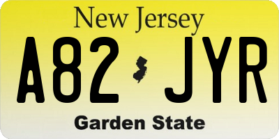 NJ license plate A82JYR
