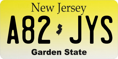 NJ license plate A82JYS