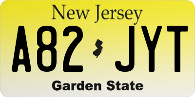 NJ license plate A82JYT