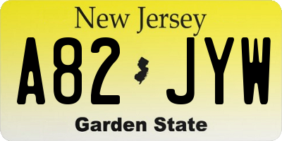 NJ license plate A82JYW