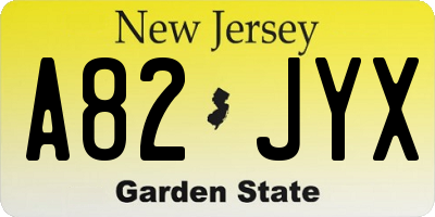 NJ license plate A82JYX