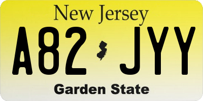 NJ license plate A82JYY