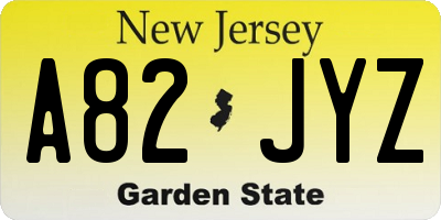 NJ license plate A82JYZ
