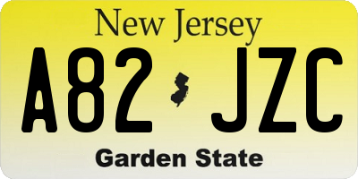 NJ license plate A82JZC