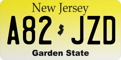 NJ license plate A82JZD