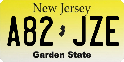 NJ license plate A82JZE