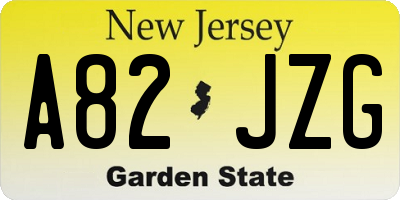NJ license plate A82JZG