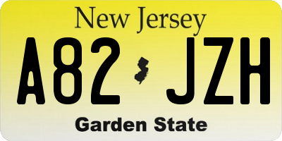 NJ license plate A82JZH