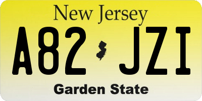 NJ license plate A82JZI