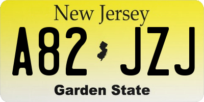 NJ license plate A82JZJ