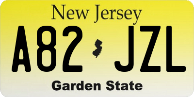 NJ license plate A82JZL