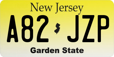 NJ license plate A82JZP