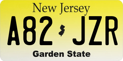 NJ license plate A82JZR